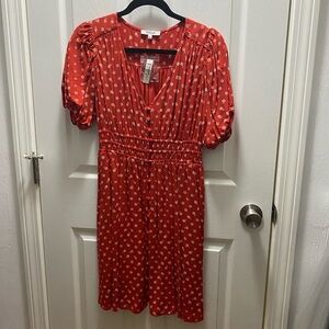 Madewell Red Floral Midi Dress